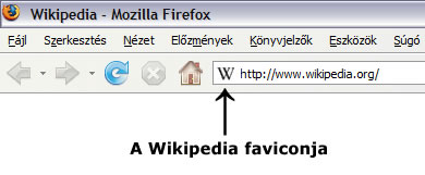 A favikon a böngésző címsorában, az URL cím előtt jelenik meg.